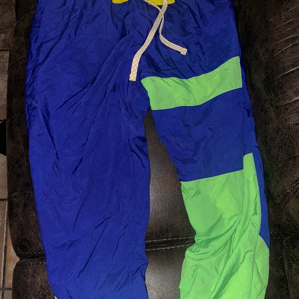Nike Blue and Green Joggers with Neon Accents